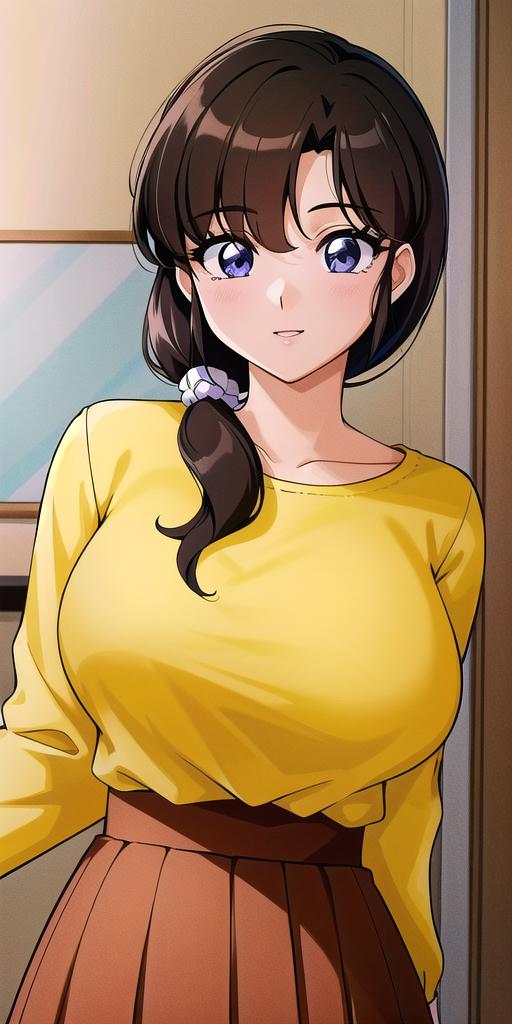 04617-3873519576-, tendou_kasumi, , Yellow_Sweater_Red_Skirt, standing, solo, large breasts,, masterpiece, best quality, detailed face, detailed.png